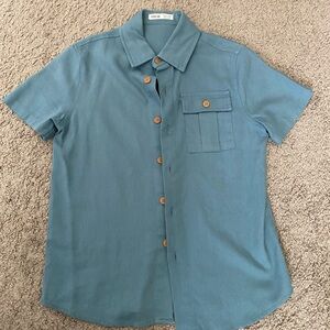 SHEIN Kids Blue Button Down Shirt